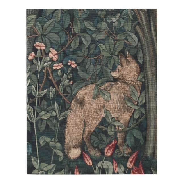 William Morris Greenery Fox Wildlife  Faux Canvas Print (Front)