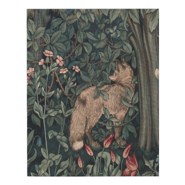 William Morris Greenery Fox Wildlife  Faux Canvas Print (Front)