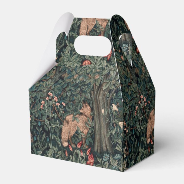 William Morris Greenery Fox Wildlife  Favor Boxes (Front Side)