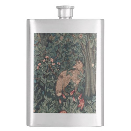 William Morris Greenery Fox Wildlife  Flask