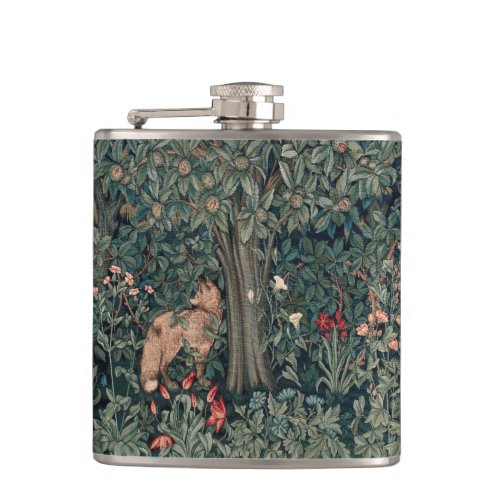 William Morris Greenery Fox Wildlife  Flask