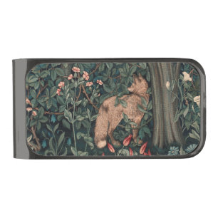 William Morris Greenery Fox Wildlife Gunmetal Finish Money Clip