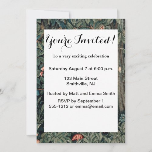 William Morris Greenery Fox Wildlife  Invitation