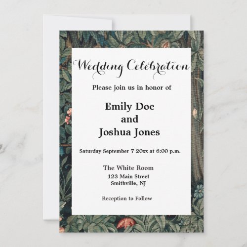 William Morris Greenery Fox Wildlife  Invitation