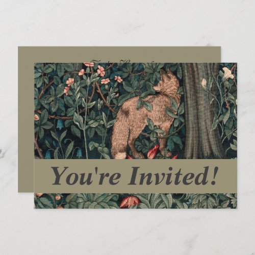 William Morris Greenery Fox Wildlife  Invitation