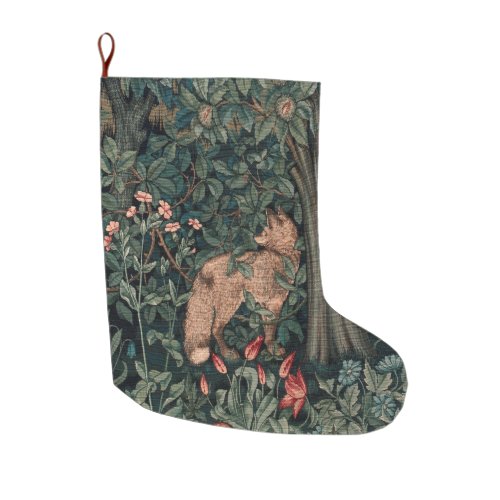 William Morris Greenery Fox Wildlife  Large Christmas Stocking