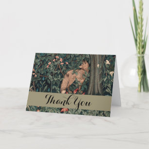 William Morris Greenery Fox Wildlife  Letterpress Thank You Card