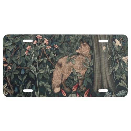 William Morris Greenery Fox Wildlife  License Plate