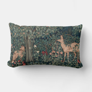 William Morris Greenery Fox Wildlife  Lumbar Pillow