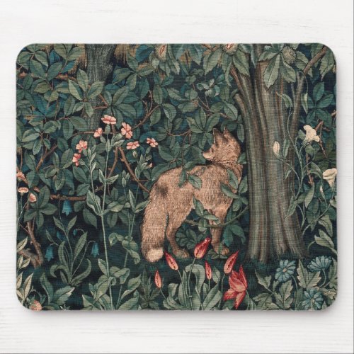 William Morris Greenery Fox Wildlife  Mouse Pad