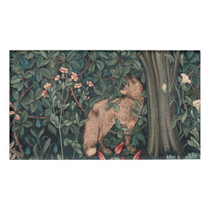 William Morris Greenery Fox Wildlife Name Tag