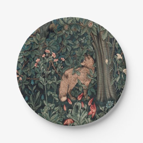 William Morris Greenery Fox Wildlife  Paper Plates