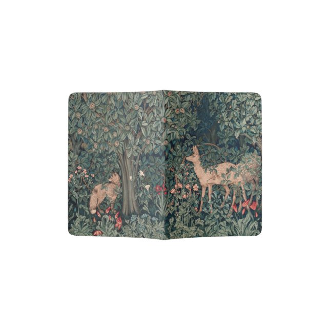 William Morris Greenery Fox Wildlife  Passport Holder (Opened)
