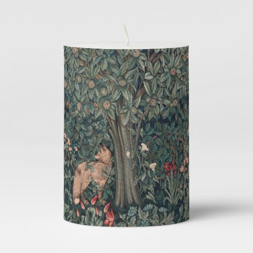 William Morris Greenery Fox Wildlife  Pillar Candle