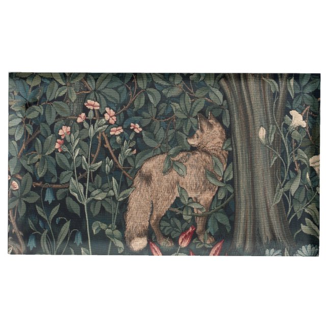 William Morris Greenery Fox Wildlife  Place Card Holder (Front)