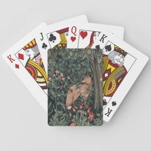 William Morris Greenery Fox Wildlife  Playing Cards