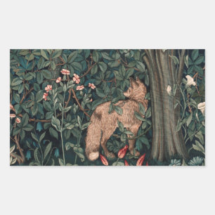 William Morris Greenery Fox Wildlife  Rectangular Sticker