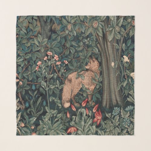 William Morris Greenery Fox Wildlife  Scarf