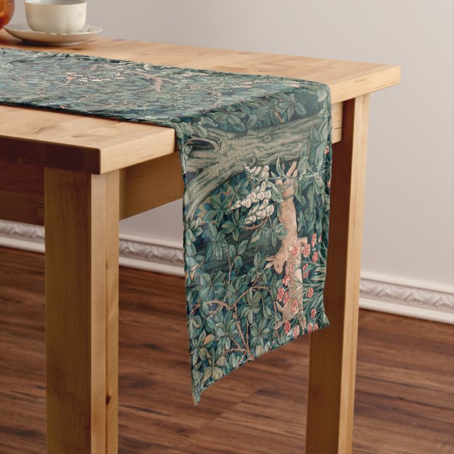 William Morris Greenery Fox Wildlife  Short Table Runner (In Situ)