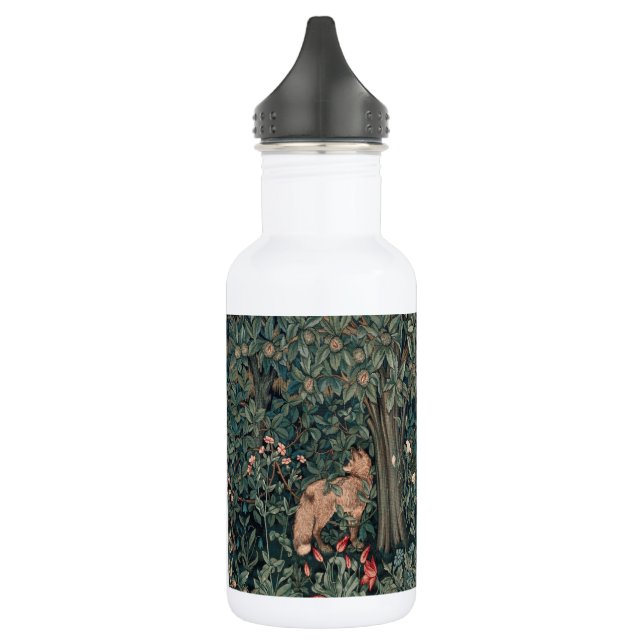 William Morris Greenery Fox Wildlife  Stainless Steel Water Bottle (Left)