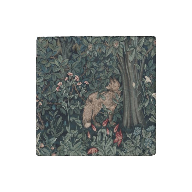 William Morris Greenery Fox Wildlife  Stone Magnet (Fourth Magnet)