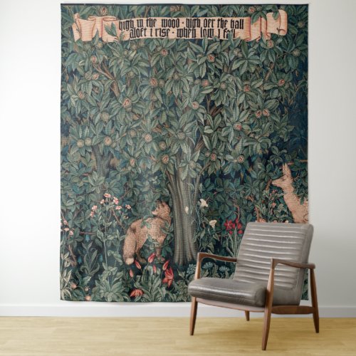 William Morris Greenery Fox Wildlife  Tapestry