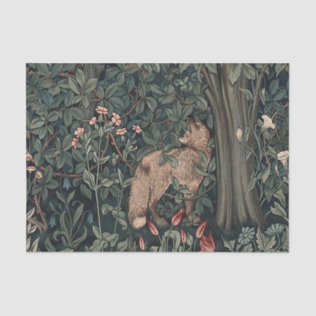 William Morris Greenery Fox Wildlife  Tissue Paper (Front)