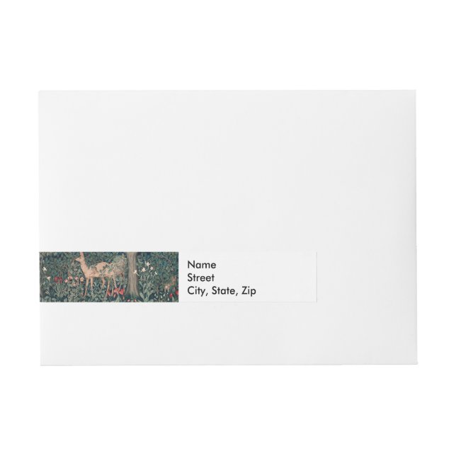 William Morris Greenery Fox Wildlife  Wrap Around Address Label (Front)