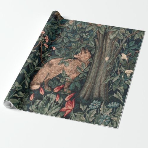 William Morris Greenery Fox Wildlife  Wrapping Paper