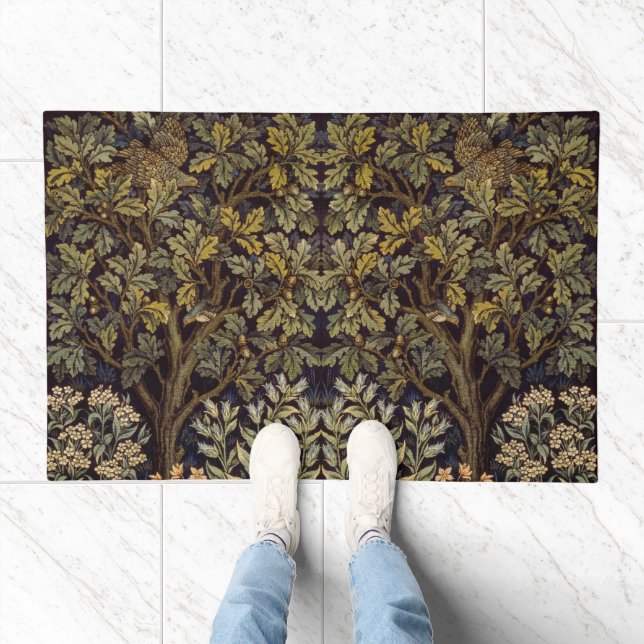 William Morris  Hen Pheasant Bird Tree Botanical Doormat (Indoor)