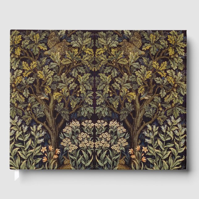 William Morris  Hen Pheasant Bird Tree Botanical Guest Book (Front)