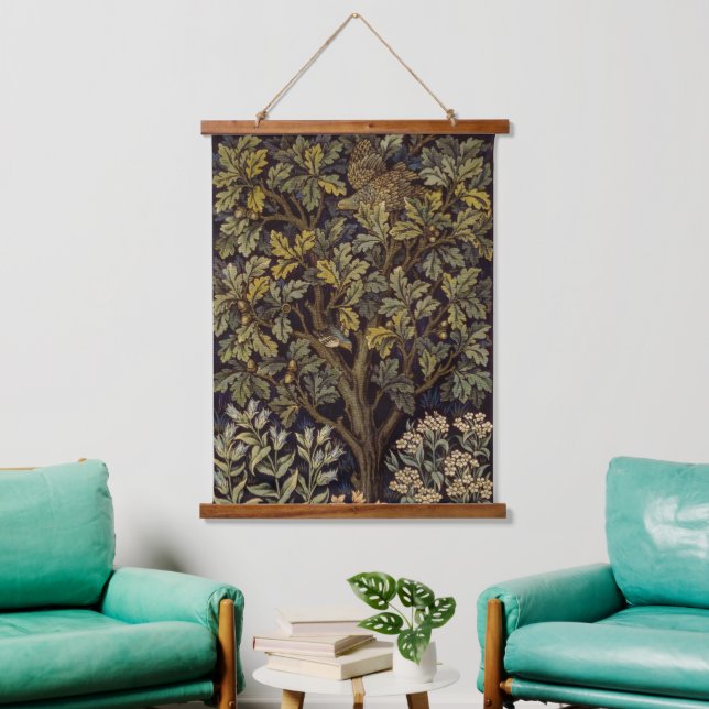 William Morris  Hen Pheasant Bird Tree Botanical Hanging Tapestry (Living Room)