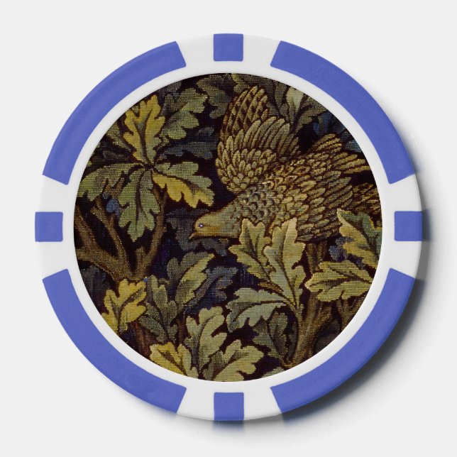William Morris  Hen Pheasant Bird Tree Botanical Poker Chips (Front)
