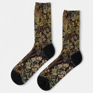 William Morris  Hen Pheasant Bird Tree Botanical Socks