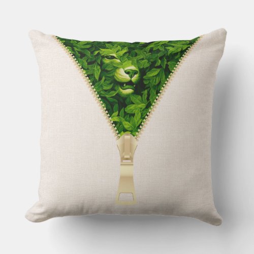 William Morris Hidden Tiger In The Green Forest   Throw Pillow