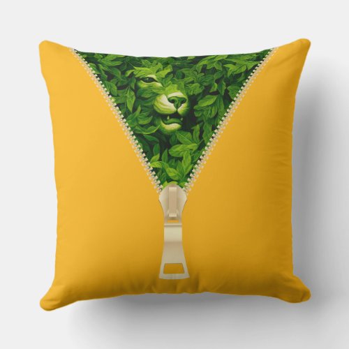 William Morris Hidden Tiger In The Green Forest   Throw Pillow