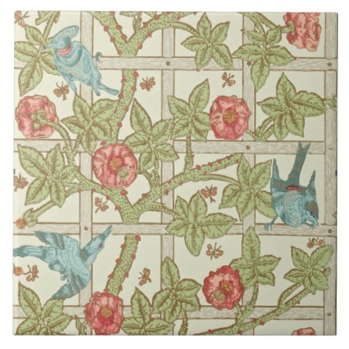 William Morris Historic Trellis Birds Reproduction Ceramic Tile