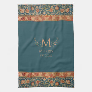 William Morris Holland Park Blue & Red Monogram Kitchen Towel