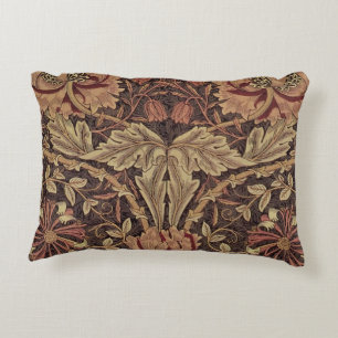 William Morris Honeysuckle Antique Floral Pattern Accent Pillow