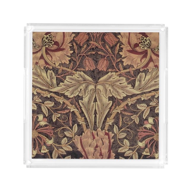 William Morris Honeysuckle Antique Floral Pattern Acrylic Tray (Front)
