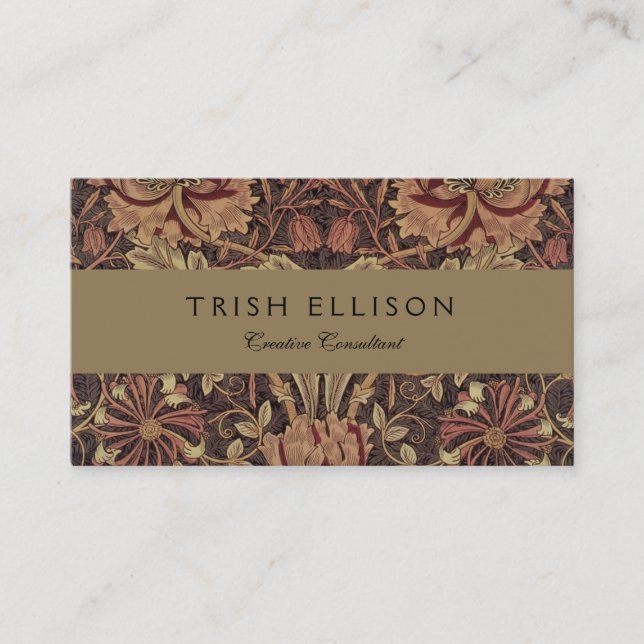 William Morris Honeysuckle Antique Floral Pattern Business Card (Front)