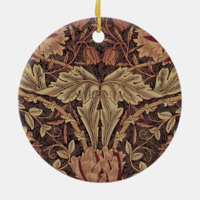 William Morris Honeysuckle Antique Floral Pattern Ceramic Ornament (Back)