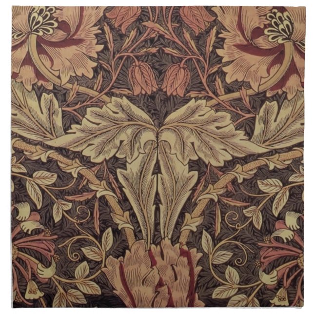 William Morris Honeysuckle Antique Floral Pattern Cloth Napkin (Front)