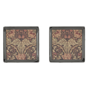 William Morris Honeysuckle Antique Floral Pattern Cufflinks