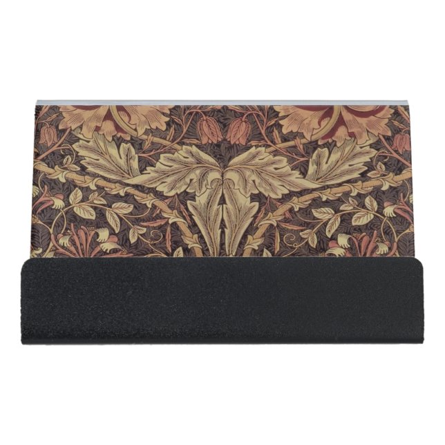 William Morris Honeysuckle Antique Floral Pattern Desk Business Card Holder (Front)