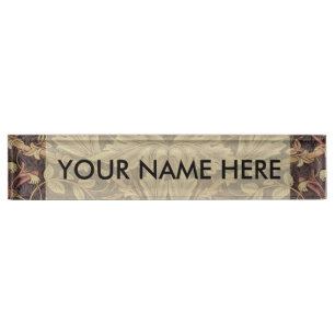 William Morris Honeysuckle Antique Floral Pattern Desk Name Plate