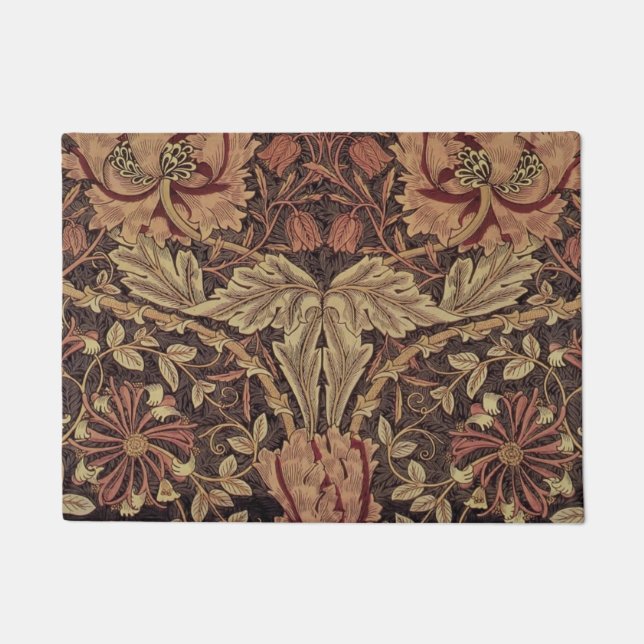 William Morris Honeysuckle Antique Floral Pattern Doormat (Front)