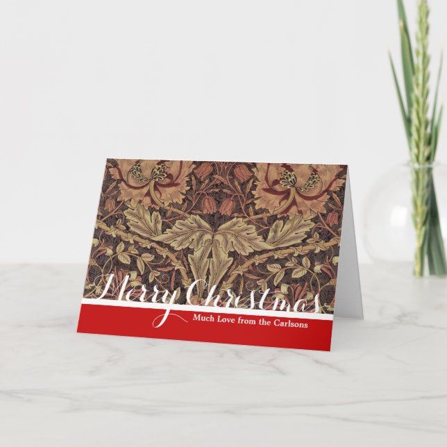 William Morris Honeysuckle Antique Floral Pattern Holiday Card (Front)