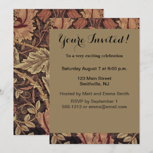 William Morris Honeysuckle Antique Floral Pattern Invitation