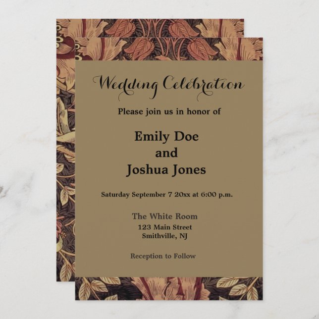 William Morris Honeysuckle Antique Floral Pattern Invitation (Front/Back)